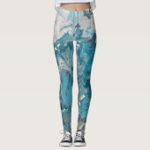 Leggings Peinture à l'acrylique turquoise et grise (Devant)