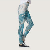 Leggings Peinture à l'acrylique turquoise et grise (Droite)