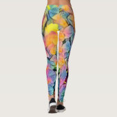 Leggings Peinture à l'aquarelle de fleurs d'orchidées multi (Dos)