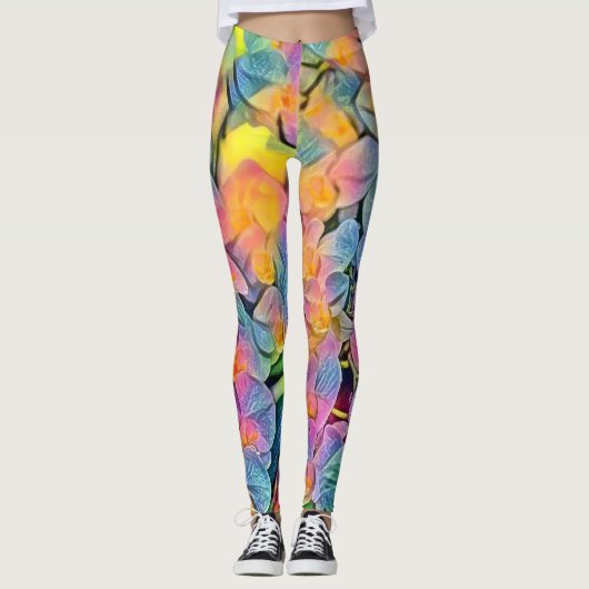 Leggings Peinture à l'aquarelle de fleurs d'orchidées multi (Devant)