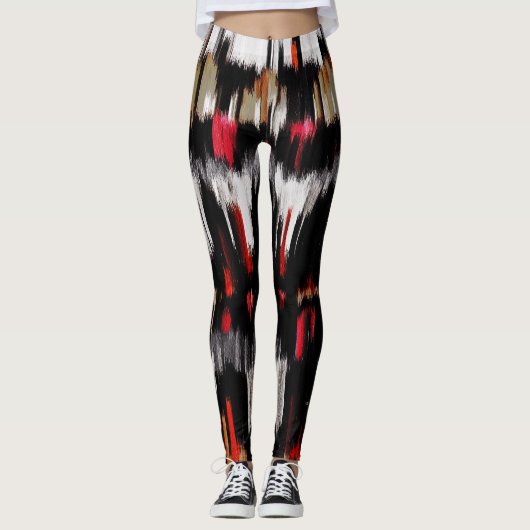 Leggings Peinture Abstraite blanche noire rouge (Devant)