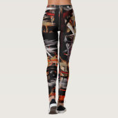 Leggings Peinture Abstraite blanche noire rouge #2 (Dos)