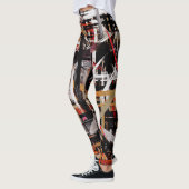 Leggings Peinture Abstraite blanche noire rouge #2 (Gauche)