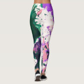 Leggings Peinture Abstraite couleur vert et pourpre (Dos)