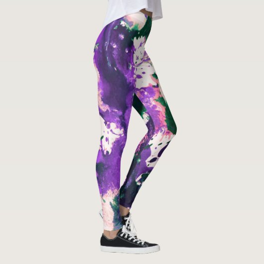 Leggings Peinture Abstraite couleur vert et pourpre (Droite)