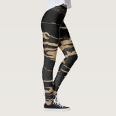Leggings Peinture Abstraite en marbre noir or (Droite)