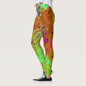 Leggings Peinture Abstraite en peluche couleur vert néon (Gauche)