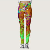 Leggings Peinture Abstraite en peluche couleur vert néon (Devant)
