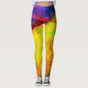 Leggings Peinture Abstraite Lever de Soleil Lumineux -