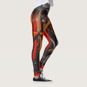 Leggings Peinture Abstraite rouge noir orange #2 (Droite)