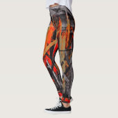 Leggings Peinture Abstraite rouge noir orange #2 (Gauche)