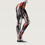 Leggings Peinture Abstraite rouge orange noire (Droite)