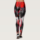 Leggings Peinture Abstraite rouge orange noire (Dos)