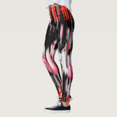 Leggings Peinture Abstraite rouge orange noire (Gauche)