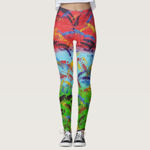 Leggings Peinture Abstraite Spatter Original Coloré Moderne