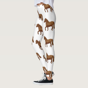 Leggings Peinture aquarelle marron poney de Chincoteague Ch