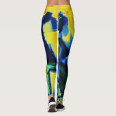 Leggings Peinture bleu turquoise jaune (Dos)