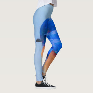 Leggings Peinture Bluebird - Art original pour oiseaux