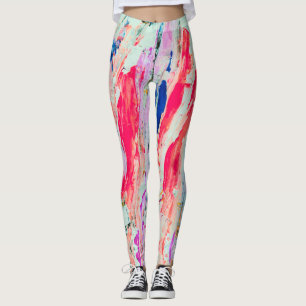 Leggings Peinture colorée brillante rayures Artsy Abstrait