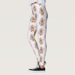 Leggings Peinture d'aquarelle de chien de pitbull<br><div class="desc">C'est une peinture d'aquarelle d'un chien bronzage de pitbull avec les oreilles qui se lèvent comme des oreilles de lapin. L'arrière - plan est des couleurs marbrées de bleu et de rose.</div>