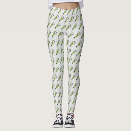 Leggings Peinture d'aquarelle de perroquet vert (Devant)