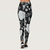 Leggings Peinture d'aquarelle Rose en noir blanc (Dos)