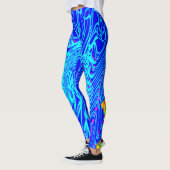 Leggings Peinture d'art Abstrait bleu moderne (Gauche)