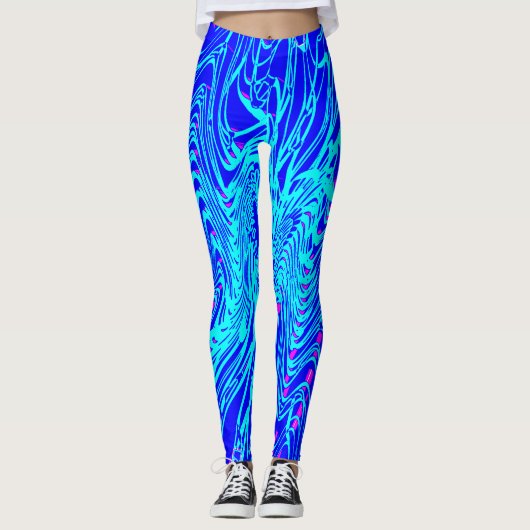 Leggings Peinture d'art Abstrait bleu moderne (Devant)