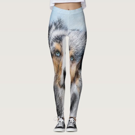 Leggings Peinture de berger américaine miniature - Chien Ar (Devant)