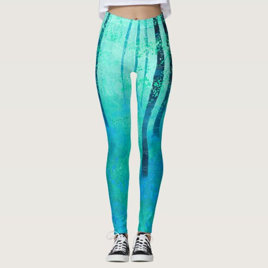 Leggings Peinture de bois de jacinthes (Devant)