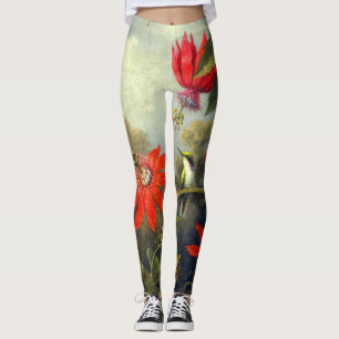 Leggings Peinture de colibri et de passiflores