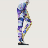 Leggings Peinture de fleurs de delphinium (Droite)