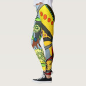 Leggings Peinture de 'MidCentury Mod Abstrait Garden Bee' s (Gauche)