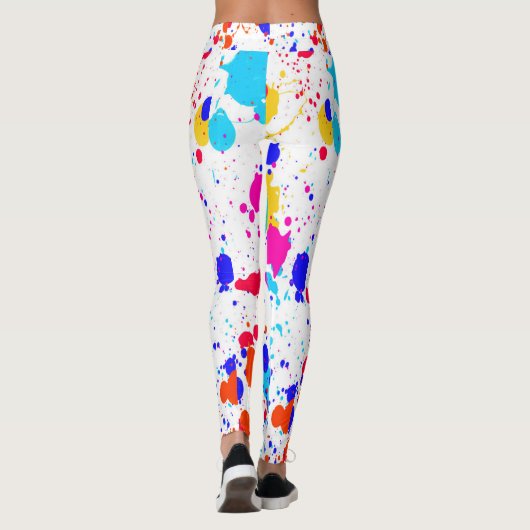 Leggings Peinture de néon Plat jaune pourpre Turquoise (Dos)