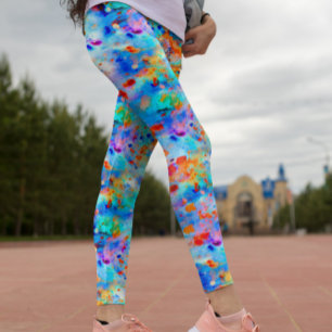 Leggings Peinture de peinture arc-en-ciel de couleur vive A