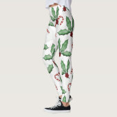 Leggings Peinture de Sucre de canne aux baies rouges Feuill (Gauche)