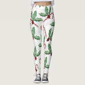Leggings Peinture de Sucre de canne aux baies rouges Feuill (Devant)