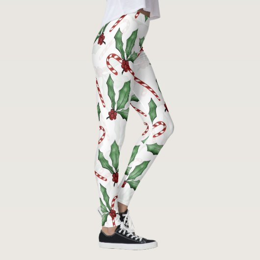 Leggings Peinture de Sucre de canne aux baies rouges Feuill (Droite)