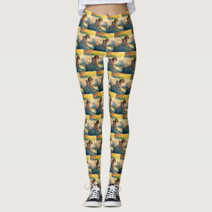 Leggings Peinture de surf de la plage Beagle