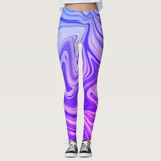 Leggings Peinture d'eau mystique couleur bleue (Devant)