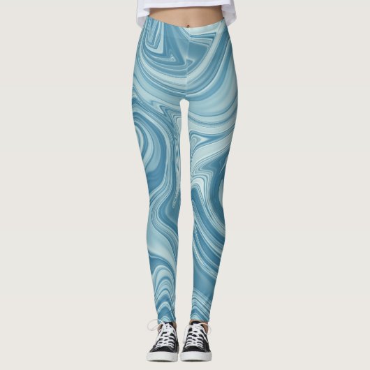 Leggings Peinture d'eau mystique couleur bleue (Devant)