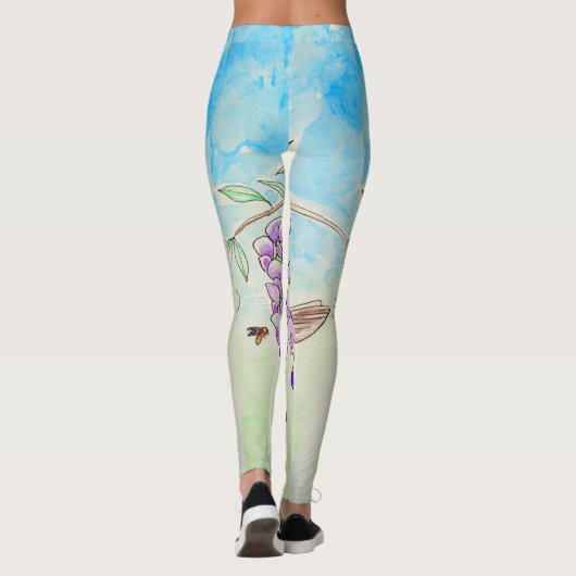 Leggings Peinture des colibris et des bactéries (Dos)