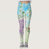 Leggings Peinture des colibris et des bactéries (Devant)