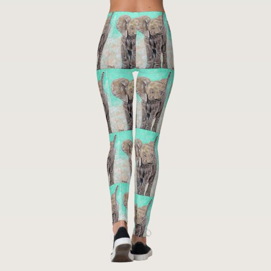 Leggings Peinture des éléphants de bébé (Dos)