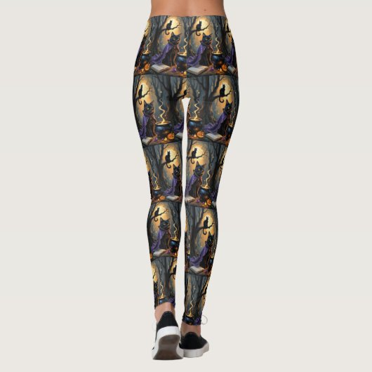 Leggings Peinture d'Halloween en chats noirs (Dos)