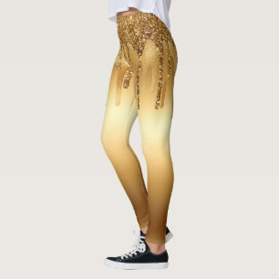 Leggings Peinture dorée qui coule Accents pailletés Étincel