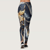 Leggings Peinture en marbre bleu marine et or Abstrait (Dos)