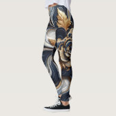 Leggings Peinture en marbre bleu marine et or Abstrait (Gauche)