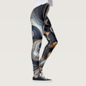 Leggings Peinture en marbre bleu marine et or Abstrait (Droite)