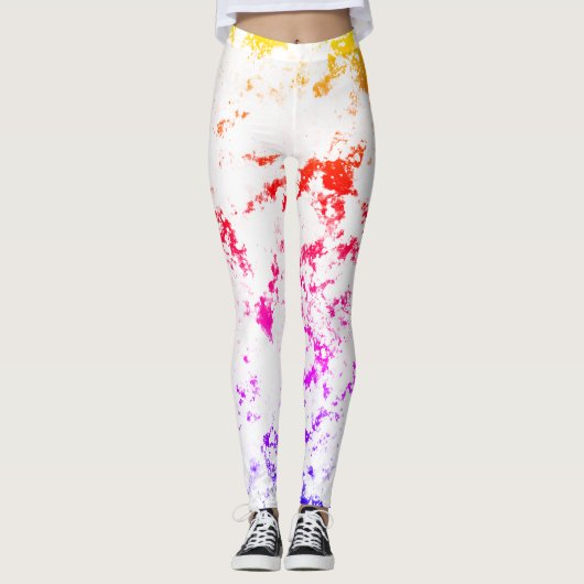 Leggings Peinture en marbre rose orange violet Abstrait (Devant)